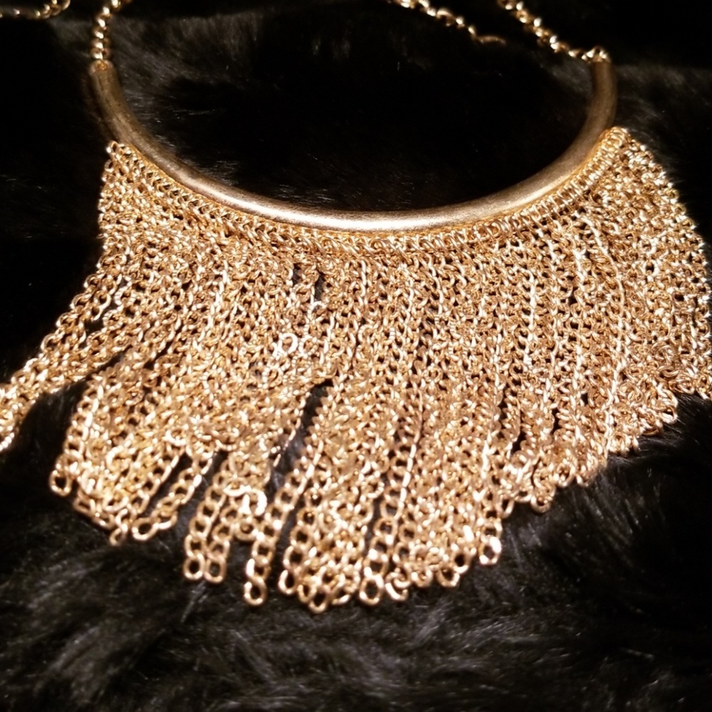 Gold waterfall chain necklace - Picture 3 of 5